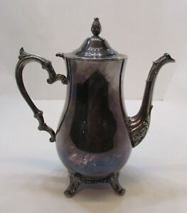 Unmarked 10 Tall Vintage Ornate Silverplate Four Footed Coffeepot Old Server