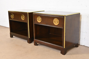 Michael Taylor For Baker Furniture Hollywood Regency Chinoiserie Nightstands