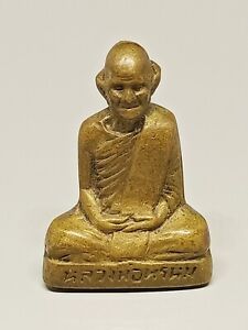 Phra Lp Prom Thai Amulet Buddha Old Brass Statue Magic Lucky Money Charm Wealth