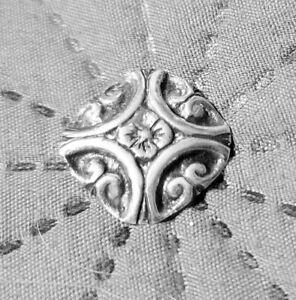Sterling Silver Vintage Square Button With Floral Pattern