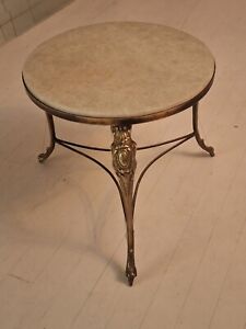 19th C French Brass And Alabaster Gueridon Table