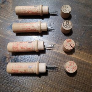 Vintage Boye Sewing Machine Needles In Wooden Tubes S 6 8 26 27