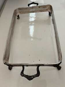 Vintage Silver Plated Footed Buffet Casserole Dish Holder 9 5 X 14 5