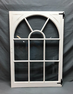 Vtg Arch Glass Top 28x41 Cabinet Cupboard Casement Door Window White 1627 22b