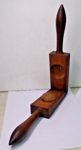 Antique Or Vintage Wooden Wood Garlic Press Primitive Hinged Hand Tool