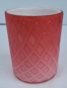 Antique Thomas Webb Mother Of Pearl Dark Pink Tumbler Satin Cased Quilted Glass