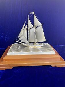 Figurine Sterling Silver Yacht Figurines Ship Statue Boat New Old Stock Figures