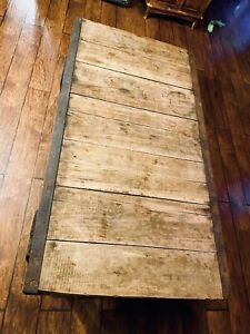 Antique Furniture Cart Industrial Railroad Coffee Table