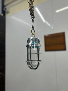Vintage Ceiling Nautical Lamp Aluminum Hanging Light With Brass Hook Lot Of 5