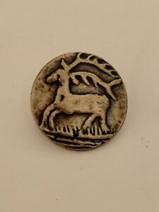 Early 19th Cen Figural Art Nuevo Button Depicting A Trotting Deer Marked