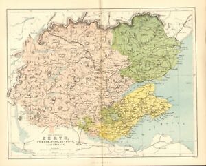Original 1868 Colour Map The Counties Of Perth Forfar Fife Kinross