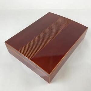 Japanese Lacquered Wooden Lidded Fumibako Letter Box Vtg Shunkei Nuri Book Fb80