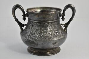 Sterling Silver Ornate Greek Mythology Motif Sugar Bowl 09