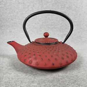 Japanese Tetsubin Cast Iron Teapot Tea Kettle Pot Red Hobnail