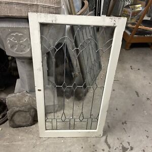 Mar 4 24 Antique Leaded Glass Cabinet Door 22 X 41 
