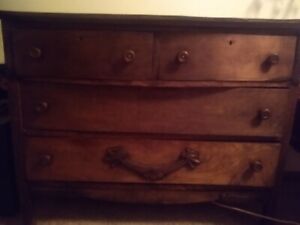 Antique Dark Oak 4 Drawer Dresser 1920 1930