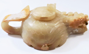 Antique Chinese Song To Ming Jade Turtle Dragon Teapot