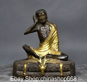 6 Old China Copper Buddhism Milarepa Lmmortal Bone Buddha Sculpture Statue