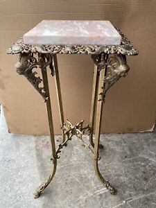 Victorian Brass And Marble Figural Stand Table