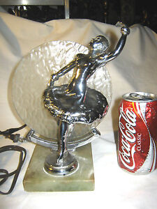 Antique Art Deco Dancing Lady Bust Glass Statue Sculpture Ice Skater Nude Lamp