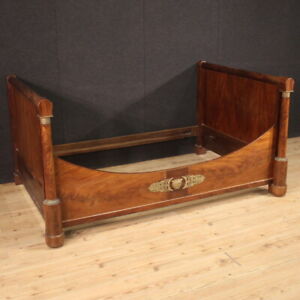 Antique Bed Empire Era In Mahogany Oak Wood French Furniture 800 19th Century