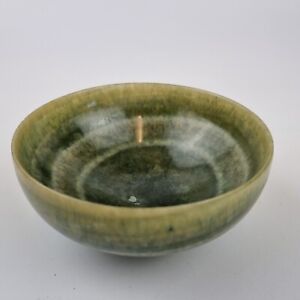 Vintage Chinese Banded Green Spinach Jade Bowl 11 1cm Diameter