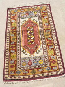 Vintage Antique Anatolian Turkish Milas Melas Oriental Rug Carpet 31x55 Washed
