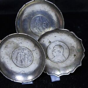Lot Of 3 Silver Dishes Silver 1914 Fatman Dollar 1874 France 5 Francs 1896