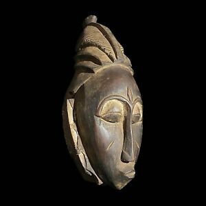 African Mask Antiques Tribal Art Face Vintage Wood Carved Vintage Yoruba 7590