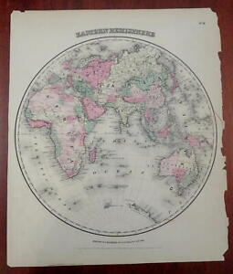 World Eastern Hemisphere Africa Europe Asia Australia 1865 Colton Hand Color Map