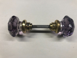 Purple Glass Restored Vintage Doorknob Matching Pair 2 1 4 8 Point M1287 