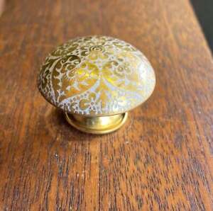Antique Metal Drawer Pulls White Brass Heart Cabinet Door Kitchen Knobs Lot Of 3
