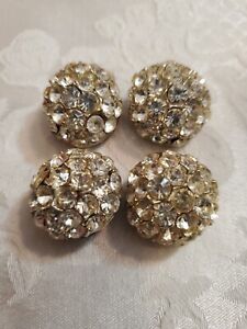 Beautiful Lot Of 4 Large Round Antique Rhinestone Buttons