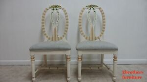 2 Lexington Furniture Paint Decorated Balloon Back French Dining Side Chairs A