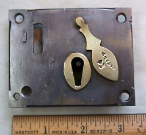 Antique Trunk Chest Lock Piece Steel Iron Brass Hardware Parts No Key Or Hasp