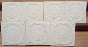 Lot Of 7 Original Recovered Antique Tiles Art Nouveau Germany Embossed Flowers