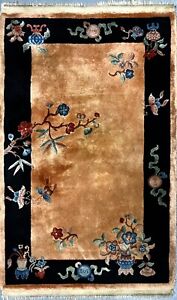 Beautiful Antique Art Deco Thick Pile Sculpted Chinese Rug 70 X 42 