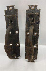 Antique Steel Gate Door Pull Hardware Large Size For Parts Only Lot Of 2