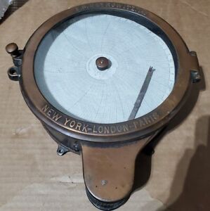 Antique Vintage E B Meyrowitz Barometer Brass Iron Case New York London Paris