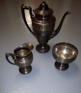 3 Lot Vintage Silver Plated Dresden Epsn 5978 Tea Coffee Set