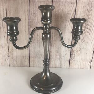 Vintage Silver Plate Sheffield Candelabra 3 Nozzle Candle Stick Holders 9 5 