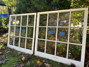 2 30 X 30 Vintage Window Sashes Old 12 Pane Frames From 1970s Arts Craft