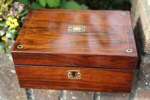 Nice Original Mid Victorian Rosewood C1860 White Dot Maple Inlay Jewellery Box