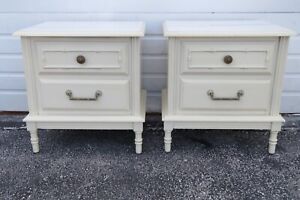 Hollywood Regency Painted Faux Bamboo Nightstands Side End Tables A Pair 3698