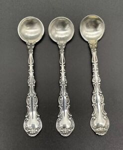 3 Pc Gorham Strasbourg Sterling Silver Salt Dips Spoons No Monogram