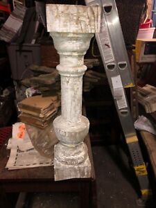 C1880 Porch Baluster Spindle Big Beefy Size 23 5 H X 5 75 Square Chippy Paint