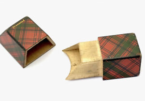 Antique Victorian Tartan Ware Sewing Needle Box Shaped Drummond
