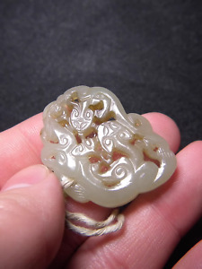 Ming Dynasty Hetian Green And White Jade Double Sided Workers Drew Silk