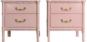 1970s Hollywood Regency Faux Bamboo Nightstands In Pink Newly Painted