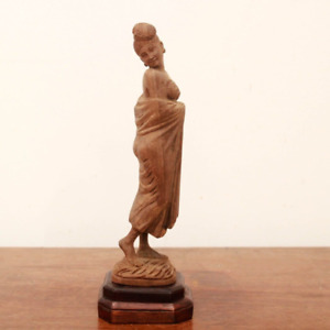 Antique Statue Indian Women Wooden Art Sculpture Home Office Tabletop Decor Idol